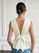 Camicetta Peplum Senza Maniche Scollo a V Profondo Beige Anni '50 3