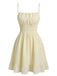 [Pre-Vendita] Mini Abito a Spalline Sottili Unito Increspato Testurizzato Beige Anni '60 2