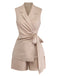 Set con Shorts Beige Tinta Unita Suit Vest & Anni '60 2