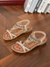 Sandali Bohémien Butterfly Heart con Perline con Strass Flat 5