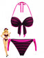 Bikini viola anni '60 righe e fiocco con scollo all'americana