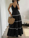 Abito Lungo Nero Halter con Schiena Scoperta Color Block Anni '30 4