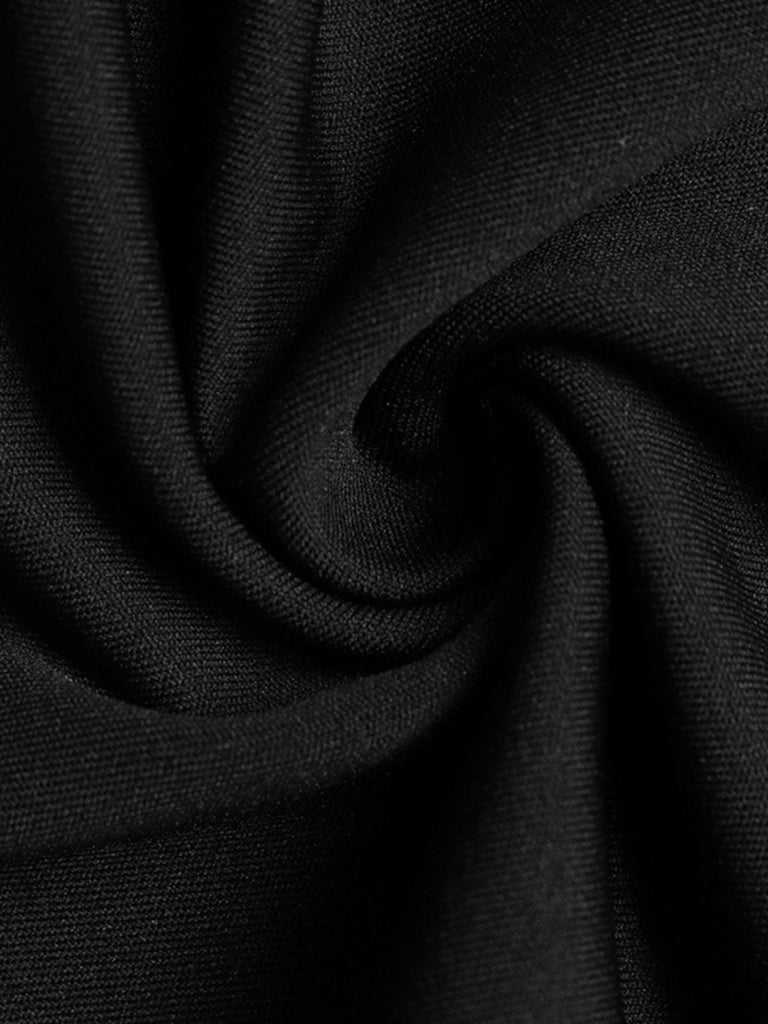 Black 1930s Halter V-Neck Belted Wide Leg Jumpsuit