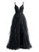 Abito da Sera a Balze in Tulle con Glitter e Spacco Anni '30
