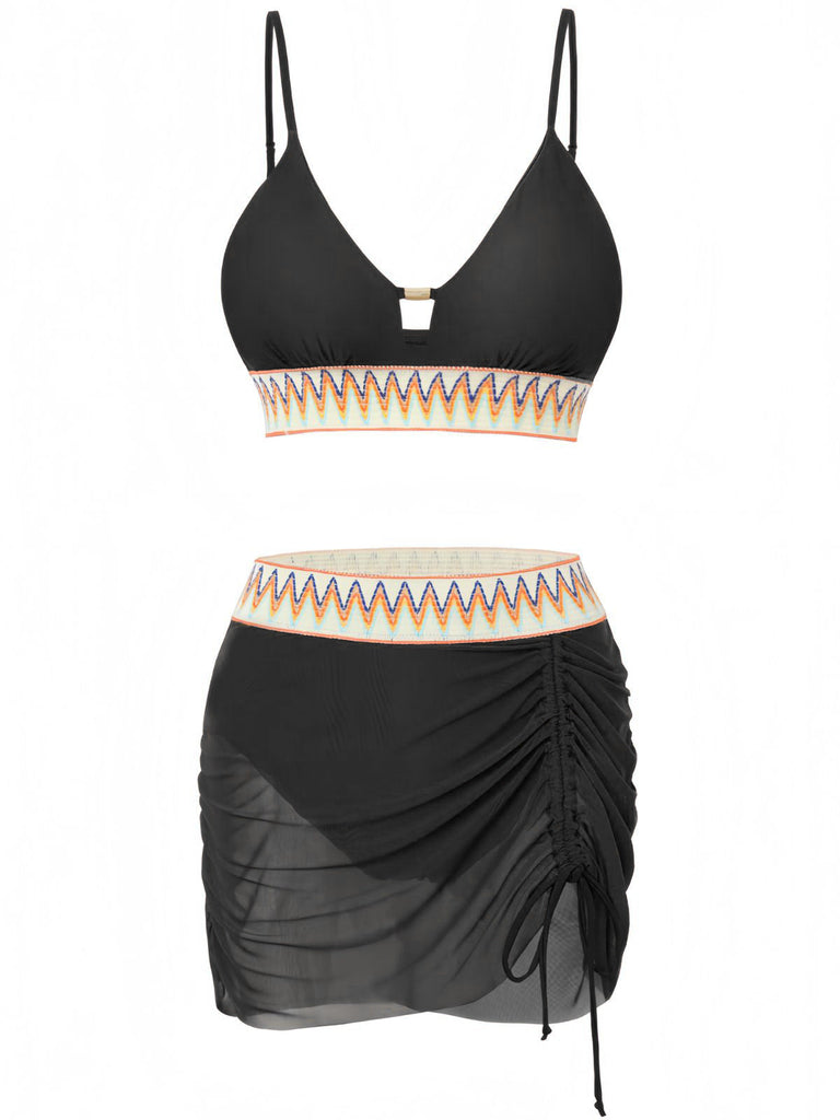 Set Tankini Chevron in Rete Patchwork Anni '40 2