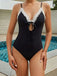 Nero Costume da Bagno Intero con Bordo in Pizzo e Nodo Frontale Anni '40 3