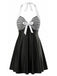 Set Tankini a Righe Halter con Nodo Nero Anni '40 2