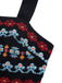 Pagliaccetto Smock Scollo Quadrato Ricamato Floreale Nero Anni '50