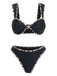 [Pre-Vendita] Set Bikini con Ornamenti Metallici a Stella di Mare e Bordo Leopardato Nero Anni '50 2