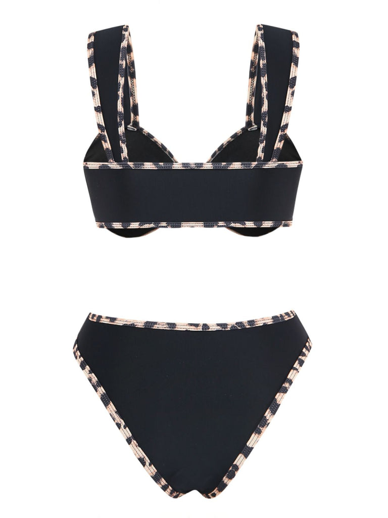 [Pre-Vendita] Set Bikini con Ornamenti Metallici a Stella di Mare e Bordo Leopardato Nero Anni '50 3