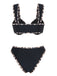 [Pre-Vendita] Set Bikini con Ornamenti Metallici a Stella di Mare e Bordo Leopardato Nero Anni '50 3