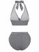 Set Tankini Nero Anni '50 a Righe con Scollo all'americana