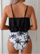 Set Tankini Nero Anni '50 con Volant e Palma di Cocco