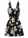 Black Romper with white floral pattern on a white background