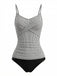 Set Tankini a Righe Spalline Sottili Nero Anni '50 2