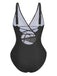 Black swimsuit with a unique design on a white background