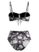Set Bikini Gotico con Stampa Teschi e Coulisse Nero Anni '80 3