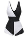 Black ruffle one-piece swimsuit front view for stylish beach and resort wear