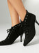Black lace-up high-heeled shoes on a neutral background