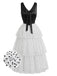 [Prevendita] Abito in Chiffon a Pois con Volant a Balze Nero & Bianco Anni '40