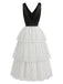[Prevendita] Abito in Chiffon a Pois con Volant a Balze Nero & Bianco Anni '40
