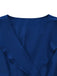Abito con Scollo a V Tinta Unita con Volant Hem con Nodo-Up Anni '30 6