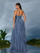 Abito da Sera a Balze in Tulle con Glitter e Spacco Anni '30