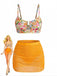 Set Tankini Floreale con Fibbia a U in Metallo a Vita Alta Anni '60