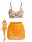 Set Tankini a Fiori con Fibbia a U in Metallo Vita Alta Anni '60