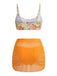 Set Tankini Floreale con Fibbia a U in Metallo a Vita Alta Anni '60 3