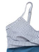 Costumi intero blu anni '40 a righe con tasche arricciate