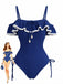 [Pre-Vendita] Costume Intero a Volant con Pendente a Conchiglia Blu Anni '40