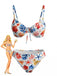 Blue 1980s Print Two Piece Bikini Set 2