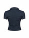 Camicia Corta con Bavero Maniche Corte in Denim Blu Anni '60
