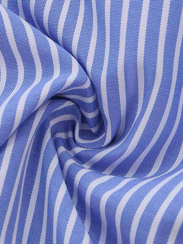 Abito Blu a Righe Buttons con Spalline Sottili Svasato Anni '60 7