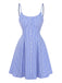 Abito Blu a Righe Buttons con Spalline Sottili Svasato Anni '60 2