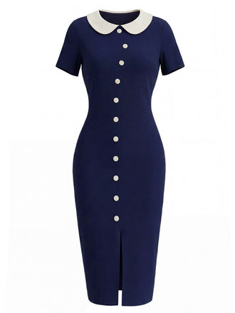 [Pre-Sale] Blue 1970s Knit Peter Pan Collar Dress 2