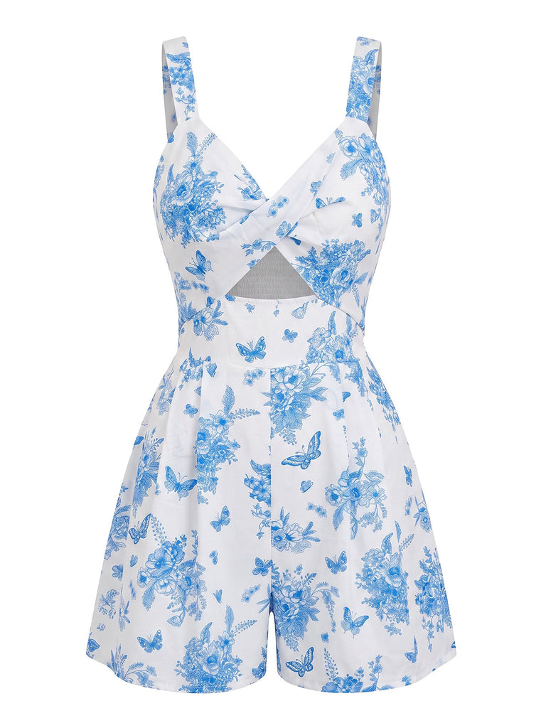 Set Bikini con Stampa Foglie Tropicali e Allacciatura al Collo Anni '60 2