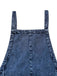 Tuta Lunga Blu in Denim Wide-Leg Overalls Frayed Anni '70 6