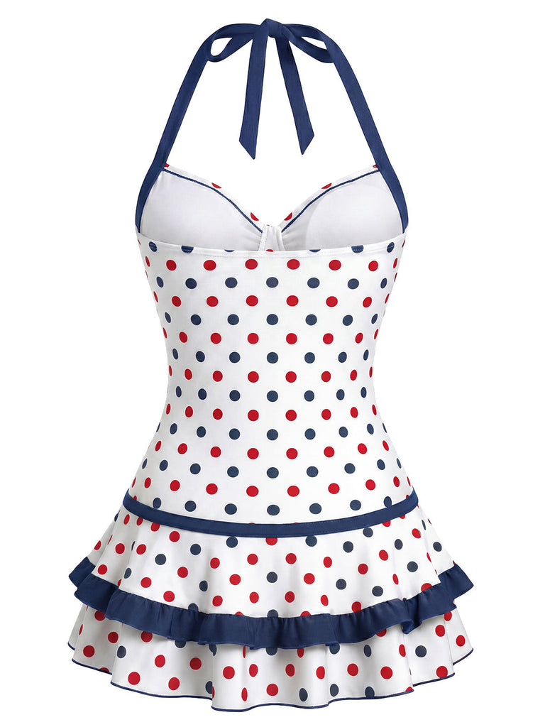 [Prevendita] Costume con Gonna a Pois Halter con Fiocco e Volant Anni '40 4