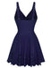 Costume con Gonna Tinta Unita Twist Front Hollow One-Piece Anni '30 5