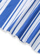 Abito Midi Blu e Bianco Anni '50 a Righe con Spalline Sottili