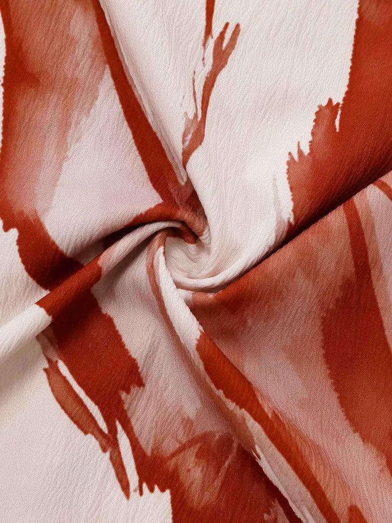 Tuta Halter Senza Maniche Stampa Astratta Floreale Marrone Anni '30