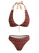 [Pre-Vendita] Set Bikini con Schiena Scoperta Reversibile Floreale Marrone Anni '40 2