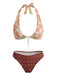 [Pre-Vendita] Set Bikini con Schiena Scoperta Reversibile Floreale Marrone Anni '40 4