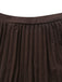 Brown 1940s two-piece set with sleeveless vest and pleated midi skirt for vintage styling