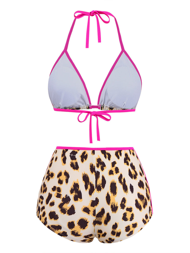 Brown 1950s Leopard Spaghetti Strap Tankini - vintage fashion, retro style
