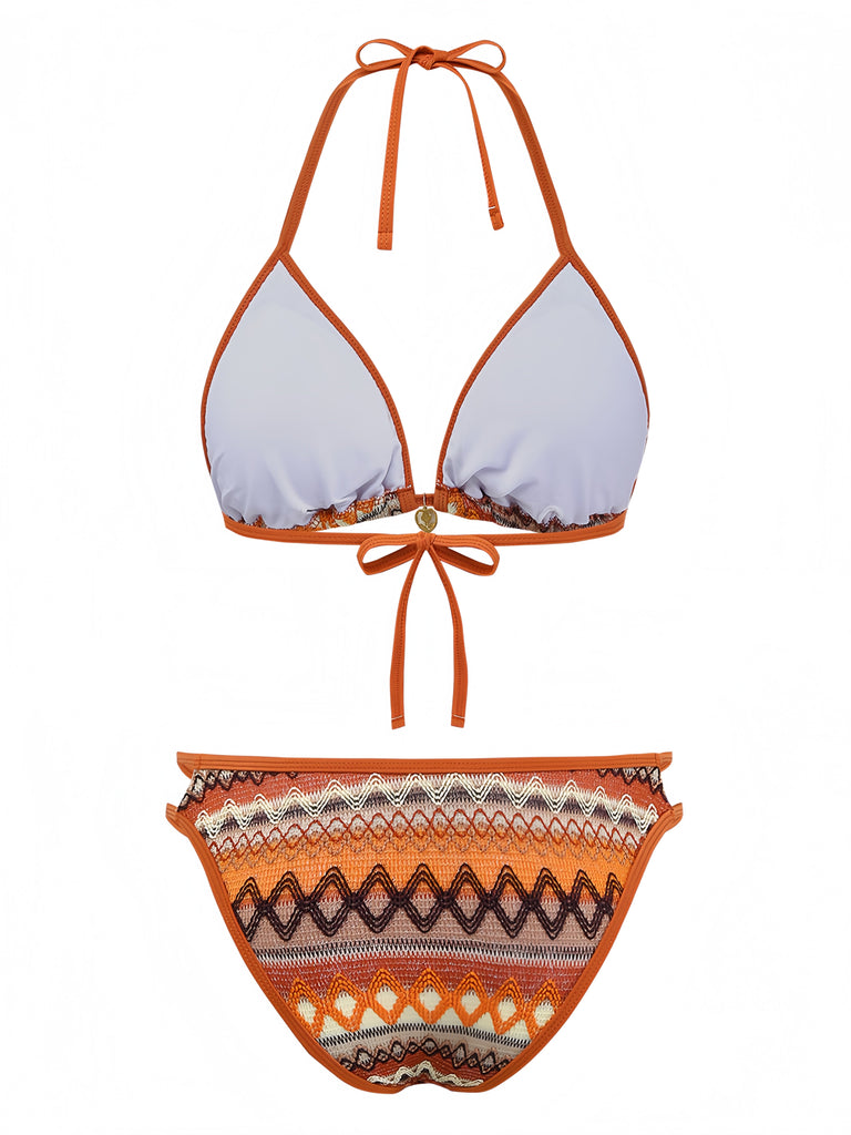 Set Bikini Bohémien Geometric in Maglia Halter Anni '70 3
