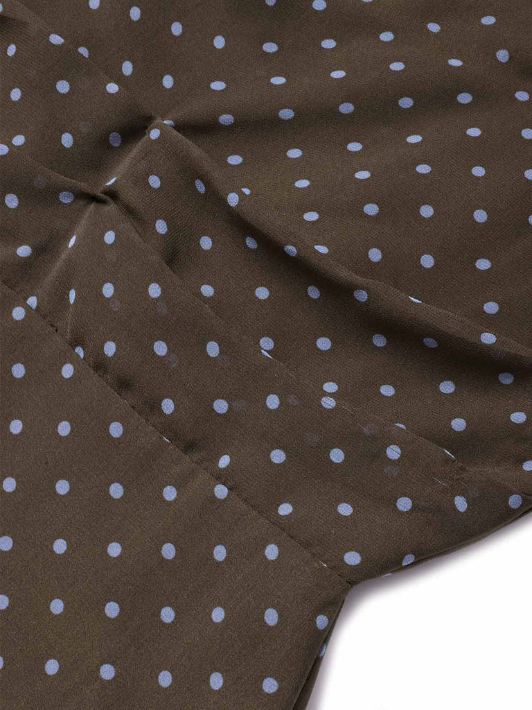 [Pre-Vendita] Abito in Voile a Pois con Collo Annoato Asimmetrico Marrone Anni 2000 5