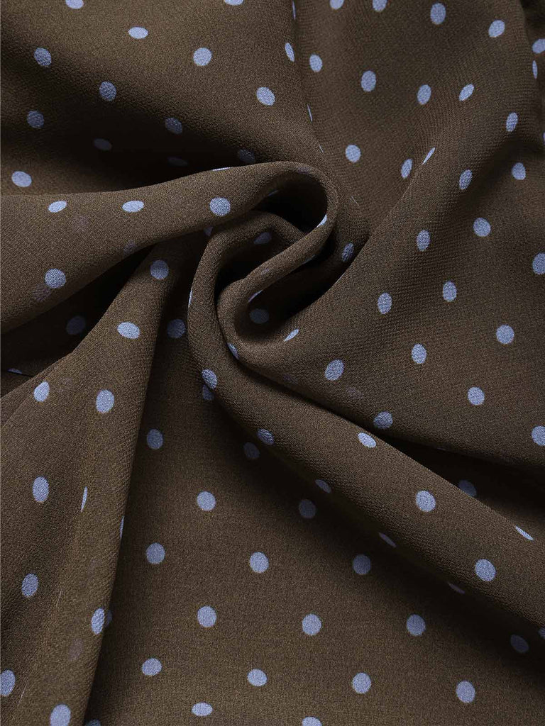 [Pre-Vendita] Abito in Voile a Pois con Collo Annoato Asimmetrico Marrone Anni 2000 6